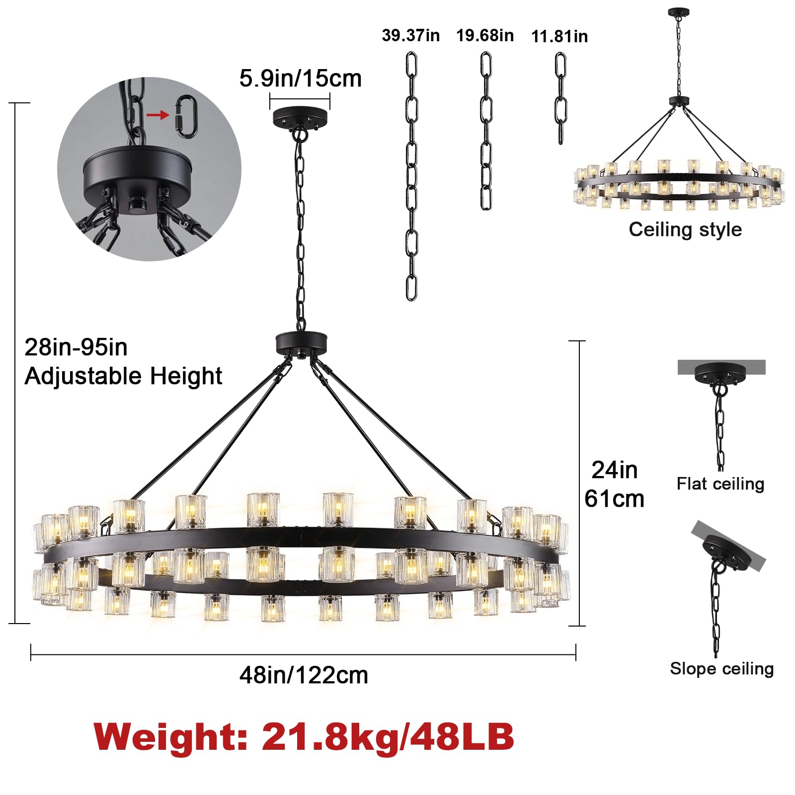 Modern 36" Gold Round Chandelier Light Fixture, K9 Crystal Chandeliers for Dining Room, Living Room, Dining Room Chandeliers Over Table, Chandelier for Bedroom, Foyer, Includes 36XG4 Bulbs - Camilalamps - B0CRGK6RHV