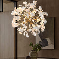 Gold Tree Branches Chandeliers for Dining Room, Sputnik Chandelier, 23.6''Modern Rounde Ceramic Ginkgo Leaf Chandelier, Dining Room Chandelier Over Table, for Living, Foyer, Kitchen, Bathroom, Bedroom - Camilalamps - B0FKBK4S2B