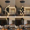 Black Alabaster Chandelier,14 - Lights Staircase Chandelier for Entryway, Modern Marble Hanging Light Fixture, Hight Ceiling, Foyer, Living Room, Staircase, Entry - Camilalamps - B0DSZZ11GM