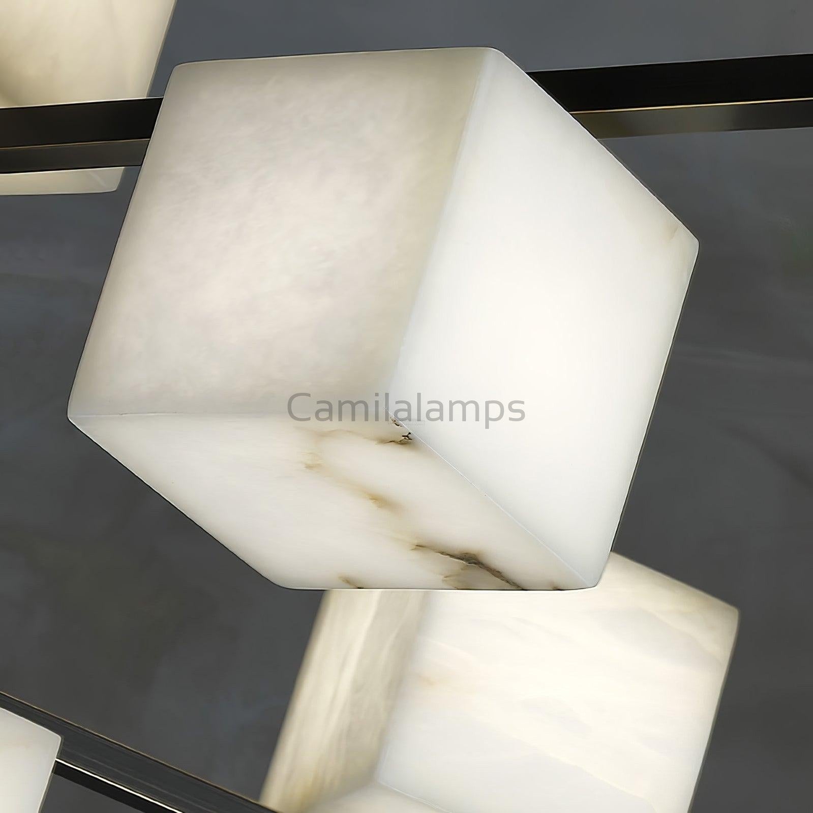 Alabaster Square Box Chandelier with 4/5/6/8/9 heads - Camilalamps - Alaba - 1635 - 9 Hea - Brass - 5