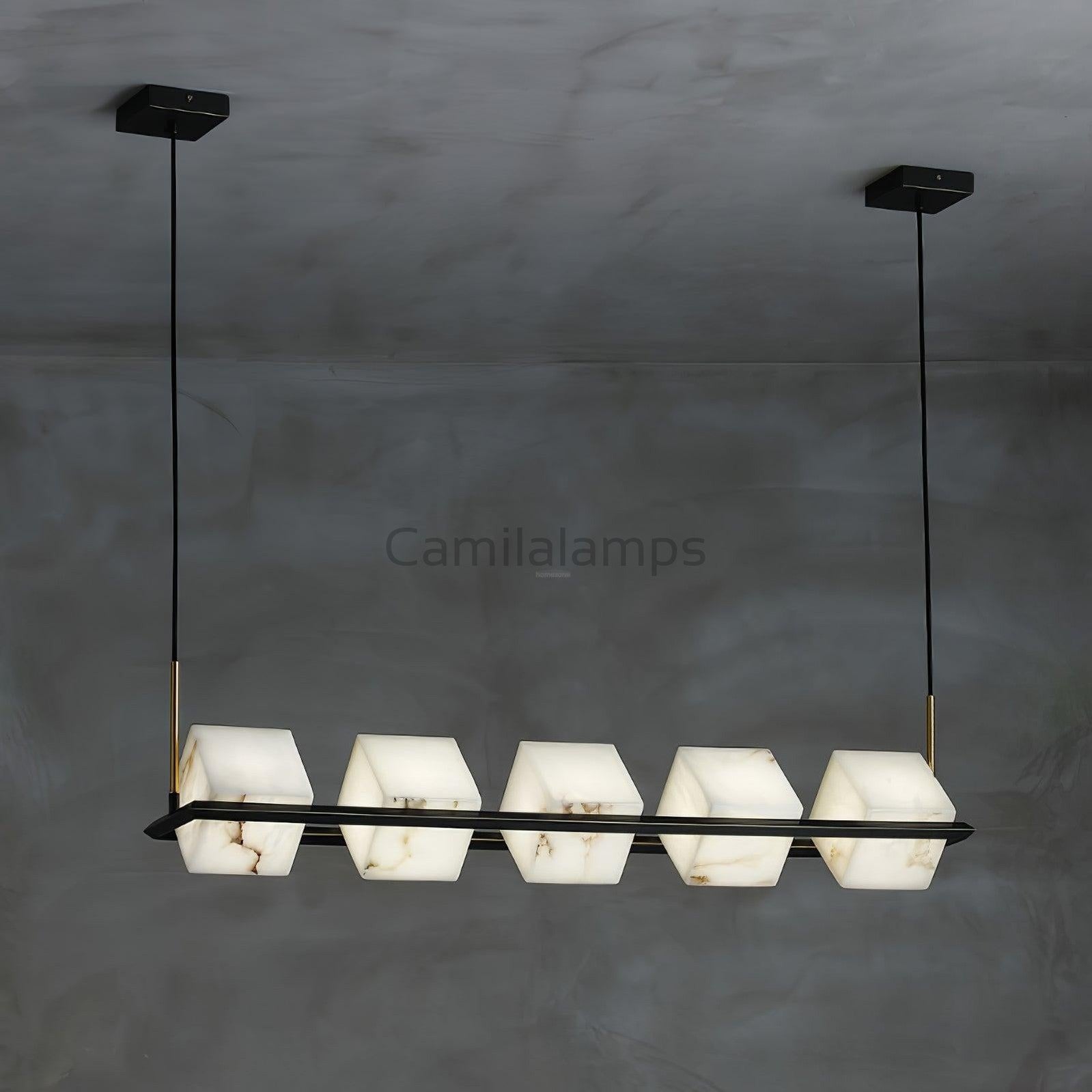 Alabaster Square Box Chandelier with 4/5/6/8/9 heads - Camilalamps - Alaba - 1635 - 9 Hea - Brass - 5