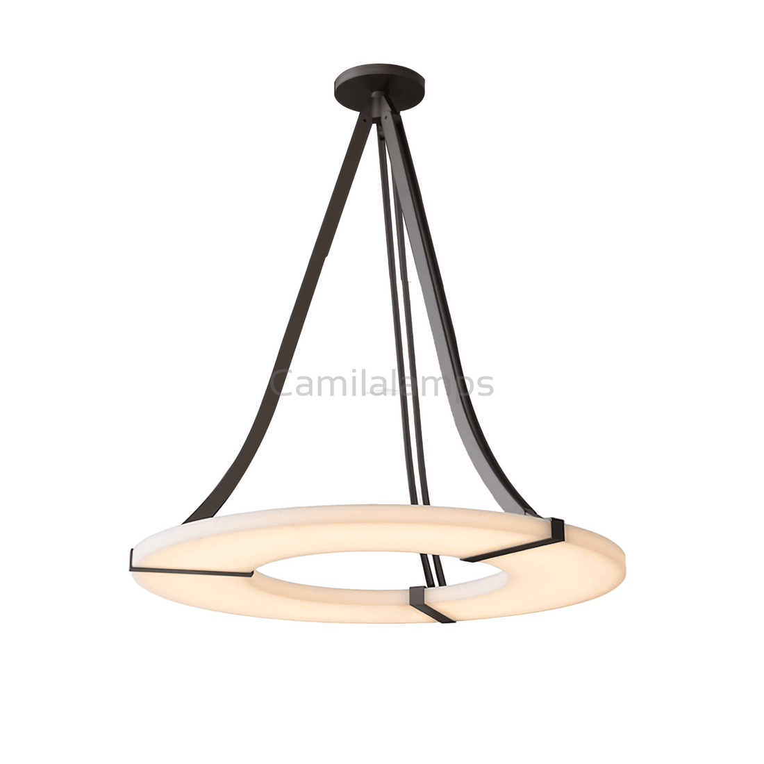 Alabaster Halo Round Chandelier - Camilalamps - Alaba - 1711 - ? 23. - Black - Warm - 1
