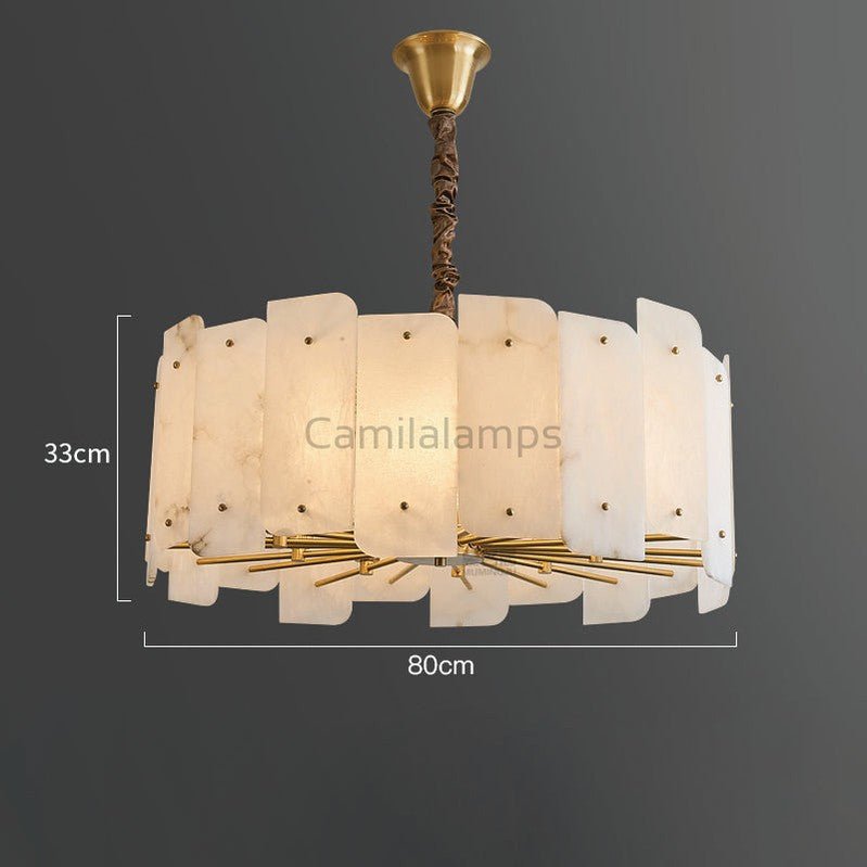 Alabaster Lorry Round Chandelier 20" 31" - Camilalamps - Alaba - 1297 - D31" - 2
