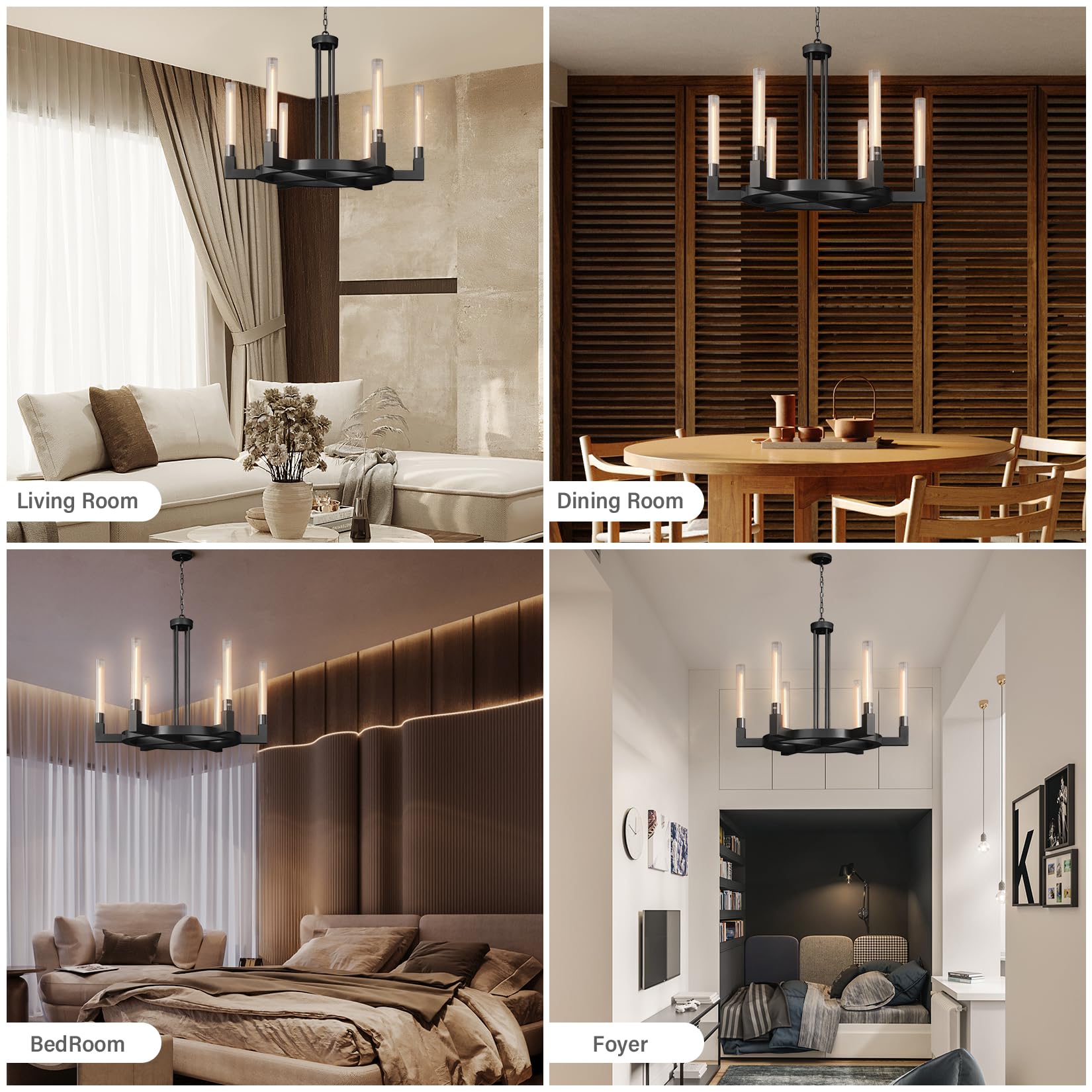 Modern Glass Tube Gold Pendant Lights – Adjustable 4 - Light Chandelier for Kitchen Island, Dining Room, Bedroom – Farmhouse & Contemporary Style with Included Bulbs - Camilalamps - B0F6YLDZVZ