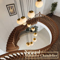 Black Alabaster Chandelier,14 - Lights Staircase Chandelier for Entryway, Modern Marble Hanging Light Fixture, Hight Ceiling, Foyer, Living Room, Staircase, Entry - Camilalamps - B0DSZZ11GM