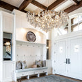 Modern Crystal Chandelier,Silver Ceiling Pendant Flower Hanging Lighting, 31.5