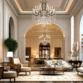 Large Gold Crystal Chandelier Light Fixtures - 24 Lights Modern Crystal Chandeliers for Hotel, Lobby, Foyer, Entryway Hall, Staircase High Ceiling Chandelier 2 Layers - Camilalamps - B0F93R7H6W
