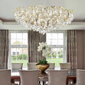 Modern Crystal Chandelier,Silver Ceiling Pendant Flower Hanging Lighting, 31.5