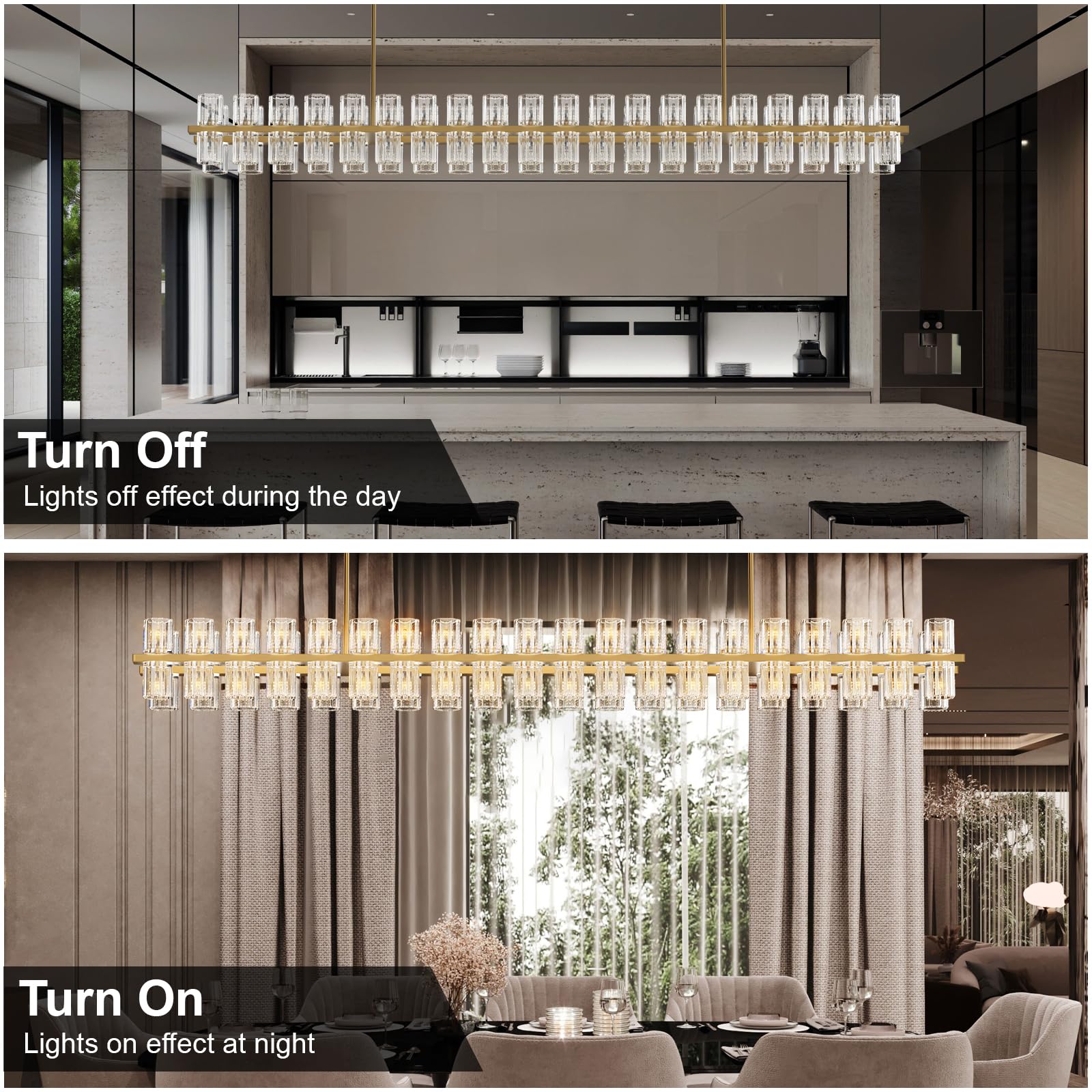 Modern 36" Gold Round Chandelier Light Fixture, K9 Crystal Chandeliers for Dining Room, Living Room, Dining Room Chandeliers Over Table, Chandelier for Bedroom, Foyer, Includes 36XG4 Bulbs - Camilalamps - B0CRGK6RHV