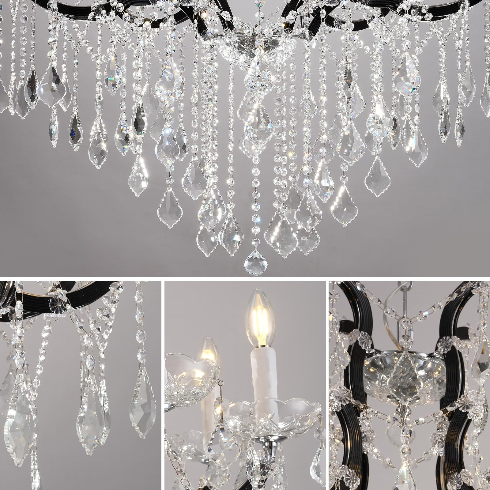 Large Gold Crystal Chandelier Light Fixtures - 24 Lights Modern Crystal Chandeliers for Hotel, Lobby, Foyer, Entryway Hall, Staircase High Ceiling Chandelier 2 Layers - Camilalamps - B0F93R7H6W