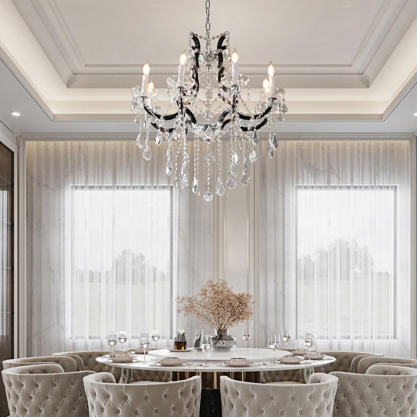 Large Gold Crystal Chandelier Light Fixtures - 24 Lights Modern Crystal Chandeliers for Hotel, Lobby, Foyer, Entryway Hall, Staircase High Ceiling Chandelier 2 Layers - Camilalamps - B0F7QNYNC8