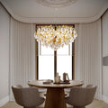 Modern Crystal Chandelier,Silver Ceiling Pendant Flower Hanging Lighting, 31.5