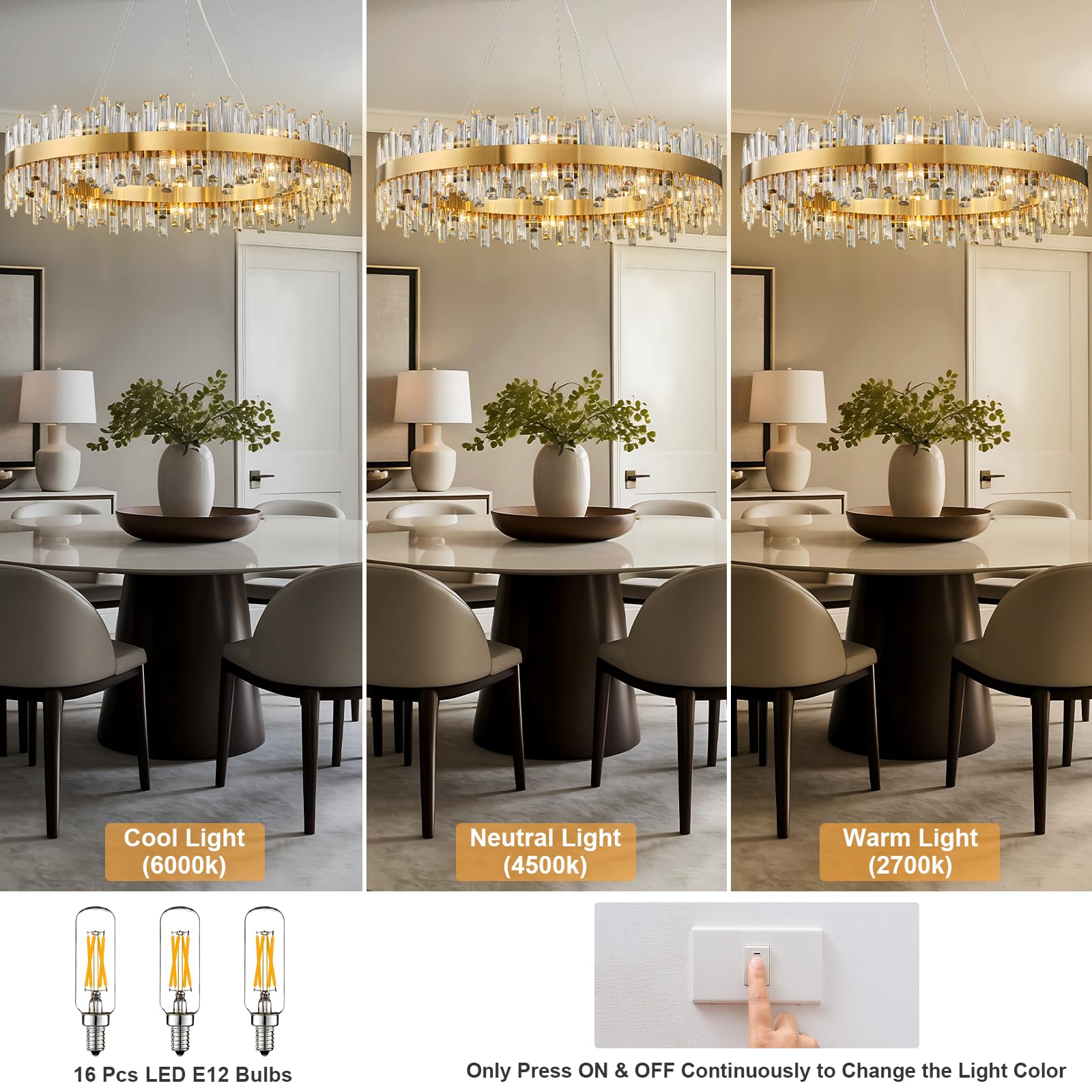Chandelier for Dining Room, D39.4 Gold K9 Crystal Pendant Light, 20 - Light Round Over Table, Hanging Ceiling Light Fixture for Kitchen Island, Entryway, Foyer - Camilalamps - B0DMFF1692