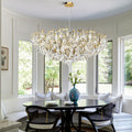 Modern Crystal Chandelier,Silver Ceiling Pendant Flower Hanging Lighting, 31.5