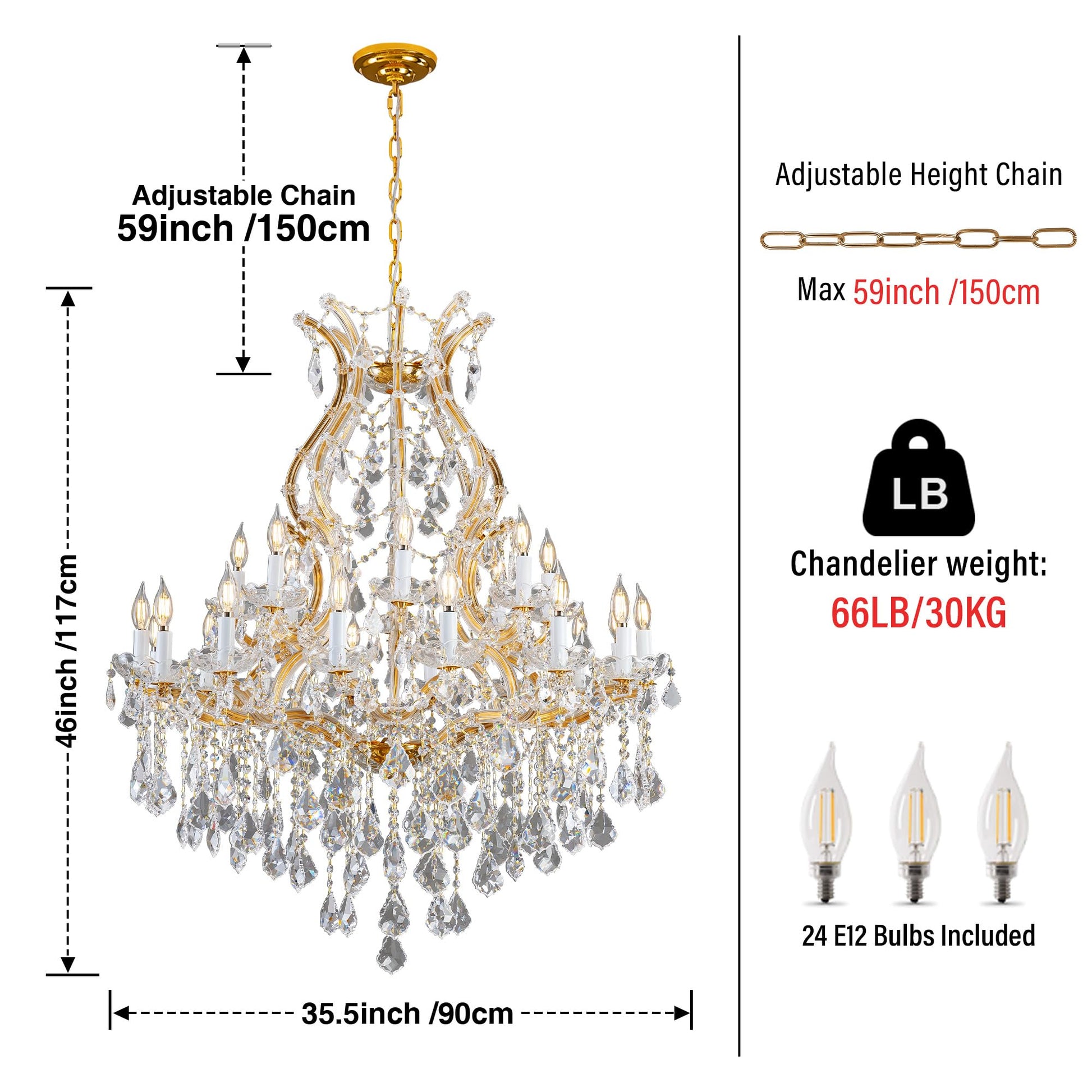 Large Gold Crystal Chandelier Light Fixtures - 24 Lights Modern Crystal Chandeliers for Hotel, Lobby, Foyer, Entryway Hall, Staircase High Ceiling Chandelier 2 Layers - Camilalamps - B0F93R7H6W