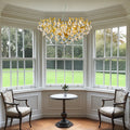 Modern Crystal Chandelier,Silver Ceiling Pendant Flower Hanging Lighting, 31.5