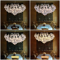 Modern Crystal Chandelier,Silver Ceiling Pendant Flower Hanging Lighting, 31.5