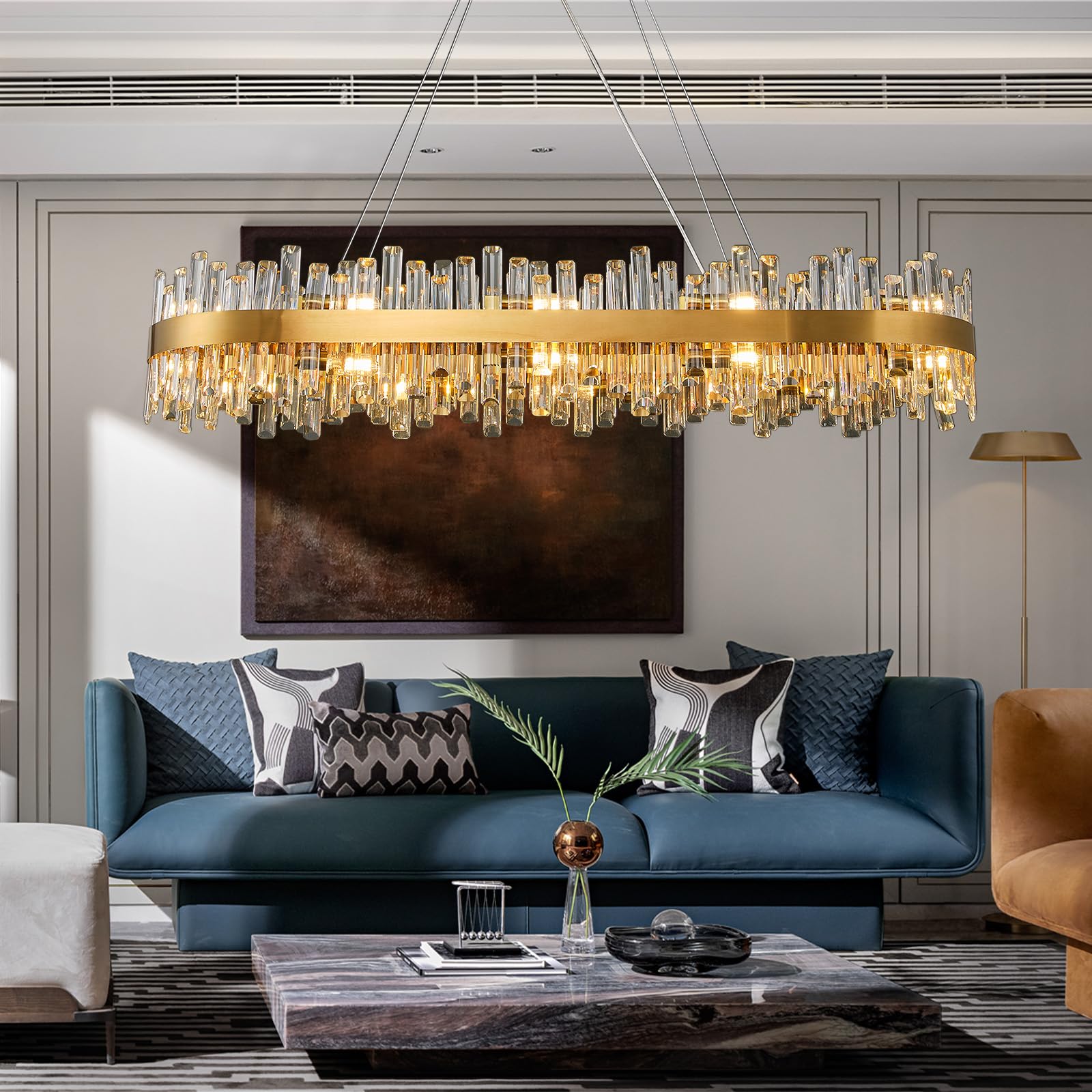 Chandelier for Dining Room, D39.4 Gold K9 Crystal Pendant Light, 20 - Light Round Over Table, Hanging Ceiling Light Fixture for Kitchen Island, Entryway, Foyer - Camilalamps - B0DMFF1692