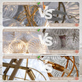 Gold Bubble Globe Chandelier, Modern Blown Glass Chandeliers with Ribbed Clear Balls, Small 24