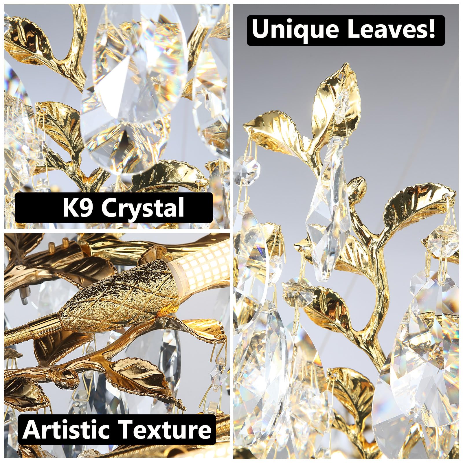 Modern Crystal Chandelier,Silver Ceiling Pendant Flower Hanging Lighting, 31.5" Tree Branch - Leaf Upward Chandelier Light Fixture Perfect for Dining Room, Living Room, Bedroom, Entryway - Camilalamps - B0CRKSZYYL