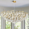 Modern Crystal Chandelier,Silver Ceiling Pendant Flower Hanging Lighting, 31.5