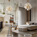Gold Tree Branches Chandeliers for Dining Room, Sputnik Chandelier, 23.6''Modern Rounde Ceramic Ginkgo Leaf Chandelier, Dining Room Chandelier Over Table, for Living, Foyer, Kitchen, Bathroom, Bedroom - Camilalamps - B0FKB8Z415