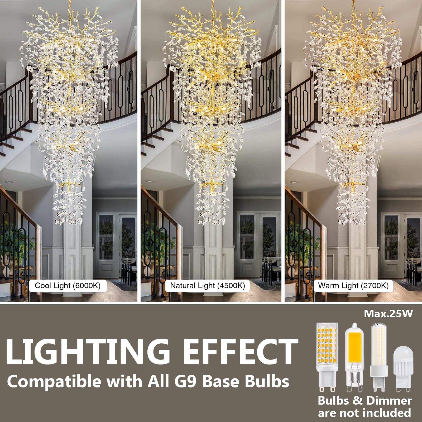 Crystal Chandeliers for Dining Room, 63" Modern Gold Tree Branch Chandelier, 15 - Lights Luxury Rectangular Raindrop Chandelier Light Fixture for Kitchen Island, Living Room, Foyer, High Ceiling - Camilalamps - B0BXNB4WRN