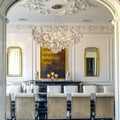 Modern Crystal Chandelier,Silver Ceiling Pendant Flower Hanging Lighting, 31.5