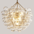 Gold Bubble Globe Chandelier, Modern Blown Glass Chandeliers with Ribbed Clear Balls, Small 24