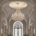 Large Gold Crystal Chandelier Light Fixtures - 24 Lights Modern Crystal Chandeliers for Hotel, Lobby, Foyer, Entryway Hall, Staircase High Ceiling Chandelier 2 Layers - Camilalamps - B0F93R7H6W