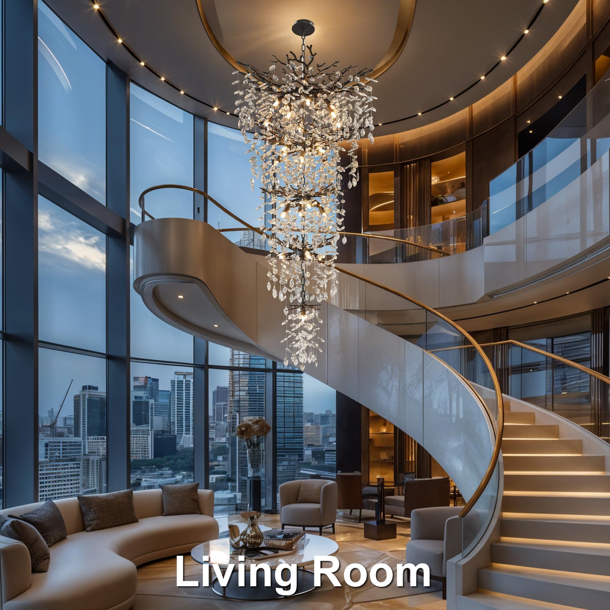 Crystal Chandeliers for Dining Room, 63" Modern Gold Tree Branch Chandelier, 15 - Lights Luxury Rectangular Raindrop Chandelier Light Fixture for Kitchen Island, Living Room, Foyer, High Ceiling - Camilalamps - B0BXNB4WRN