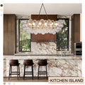 Gold Bubble Globe Chandelier, Modern Blown Glass Chandeliers with Ribbed Clear Balls, Small 24