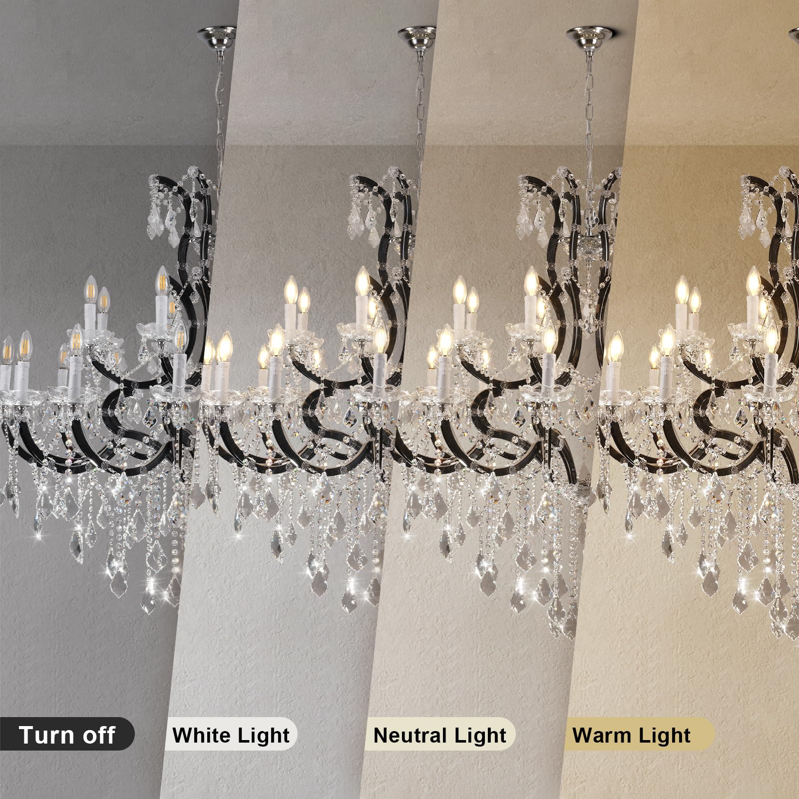 Large Gold Crystal Chandelier Light Fixtures - 24 Lights Modern Crystal Chandeliers for Hotel, Lobby, Foyer, Entryway Hall, Staircase High Ceiling Chandelier 2 Layers - Camilalamps - B0F93R7H6W