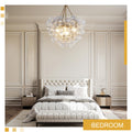 Gold Bubble Globe Chandelier, Modern Blown Glass Chandeliers with Ribbed Clear Balls, Small 24
