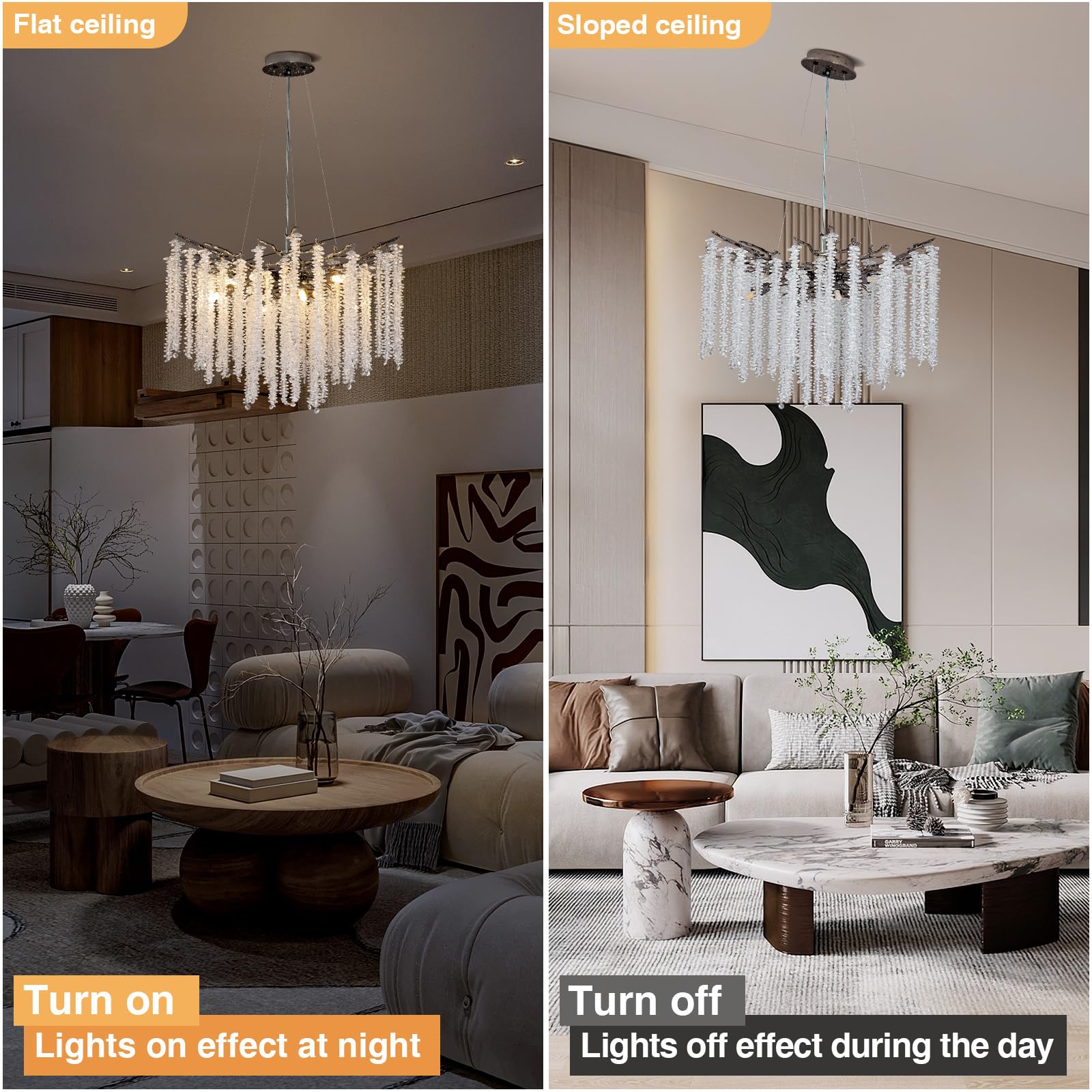 Modern Crystal Chandelier, 47.2" Gold Tree Branch Chandelier for Dining Room, Round Luxury High Ceiling Chandeliers Pendant Light Over Table, Hanging Fixture for Bedroom, Living Room, Kitchen - Camilalamps - B0FBWPQM82