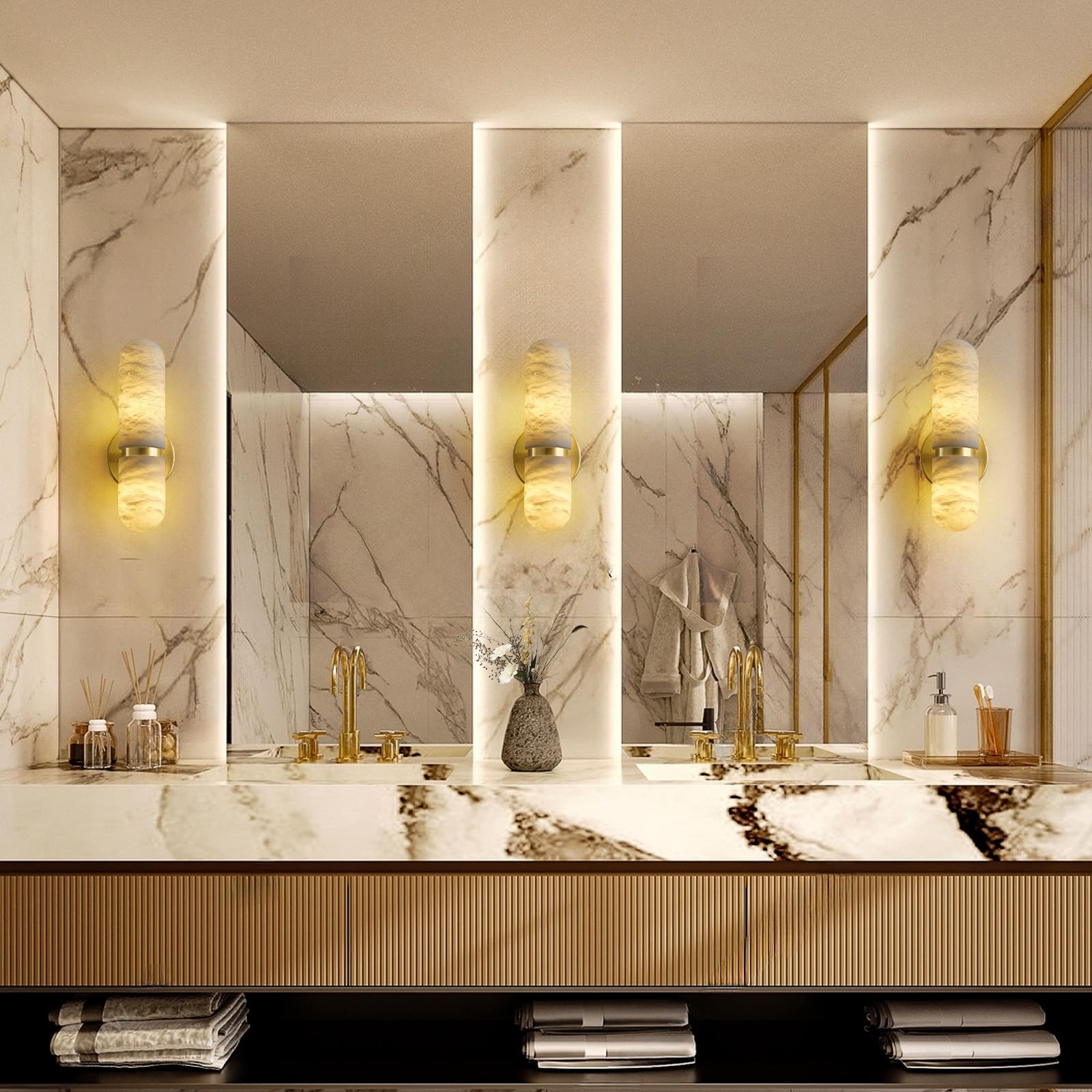 Black Alabaster Chandelier,14 - Lights Staircase Chandelier for Entryway, Modern Marble Hanging Light Fixture, Hight Ceiling, Foyer, Living Room, Staircase, Entry - Camilalamps - B0DSZZ11GM
