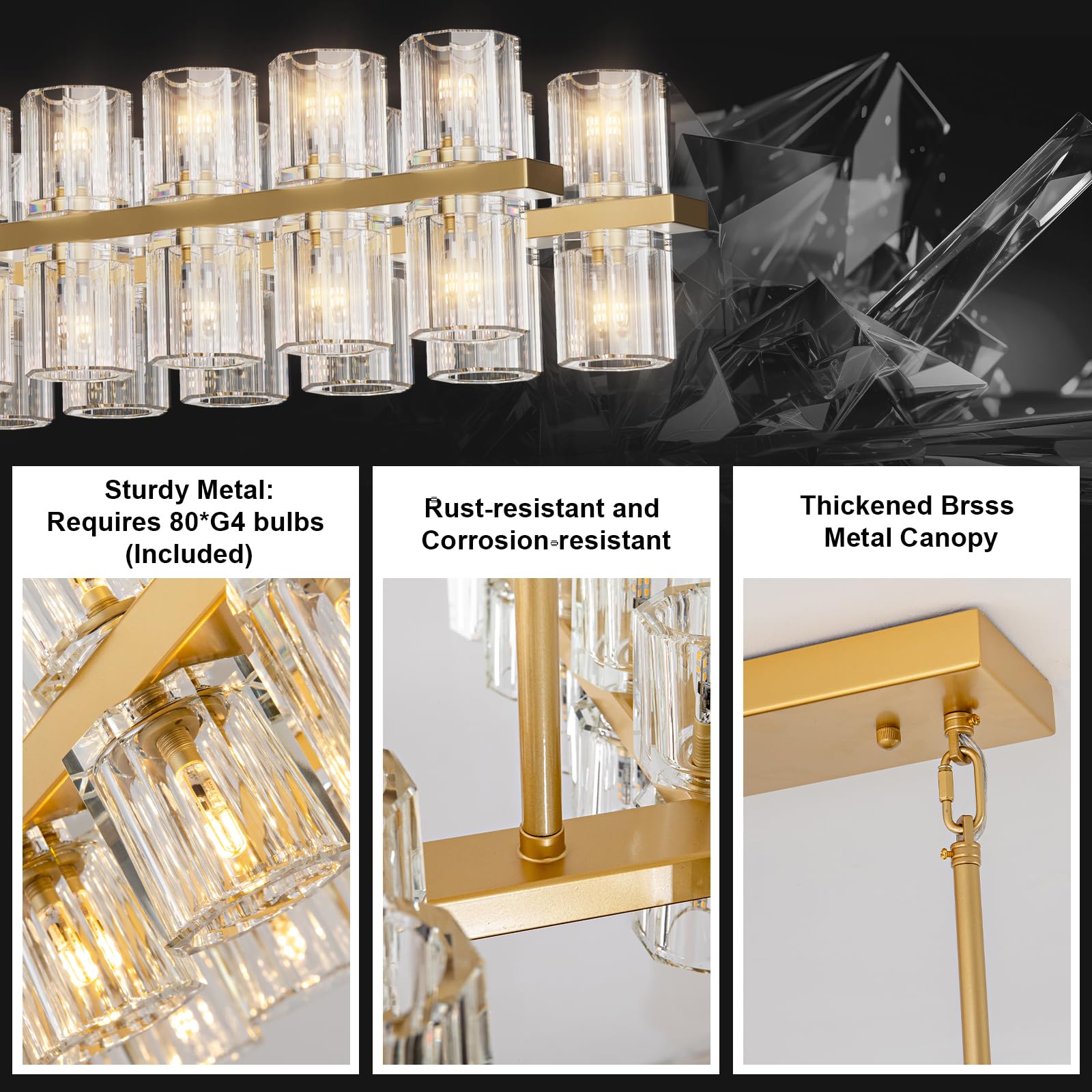 Modern 36" Gold Round Chandelier Light Fixture, K9 Crystal Chandeliers for Dining Room, Living Room, Dining Room Chandeliers Over Table, Chandelier for Bedroom, Foyer, Includes 36XG4 Bulbs - Camilalamps - B0CRGK6RHV
