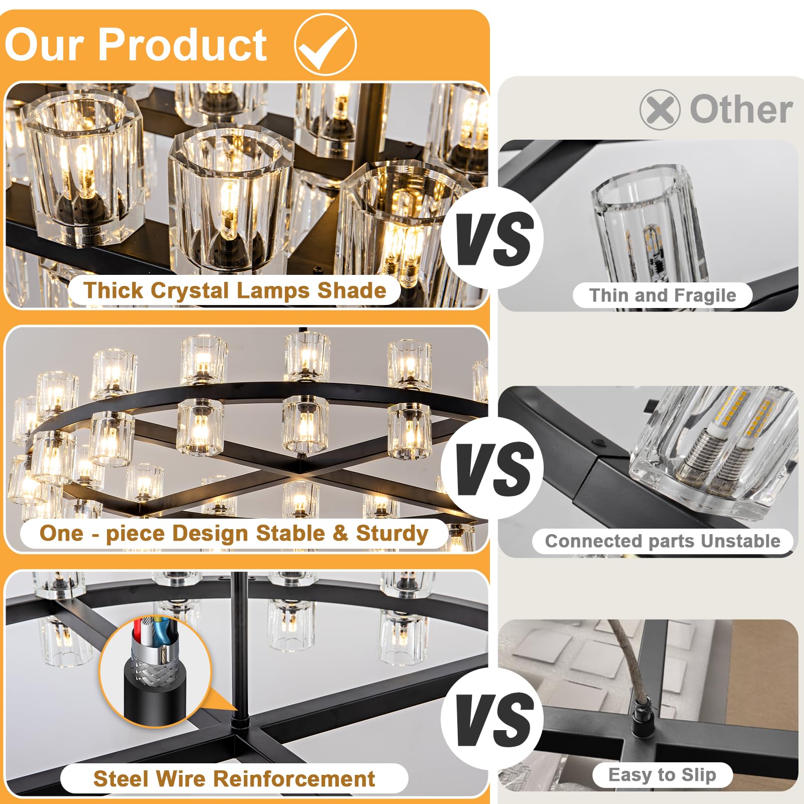Modern 36" Gold Round Chandelier Light Fixture, K9 Crystal Chandeliers for Dining Room, Living Room, Dining Room Chandeliers Over Table, Chandelier for Bedroom, Foyer, Includes 36XG4 Bulbs - Camilalamps - B0CRGK6RHV