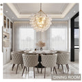 Gold Bubble Globe Chandelier, Modern Blown Glass Chandeliers with Ribbed Clear Balls, Small 24