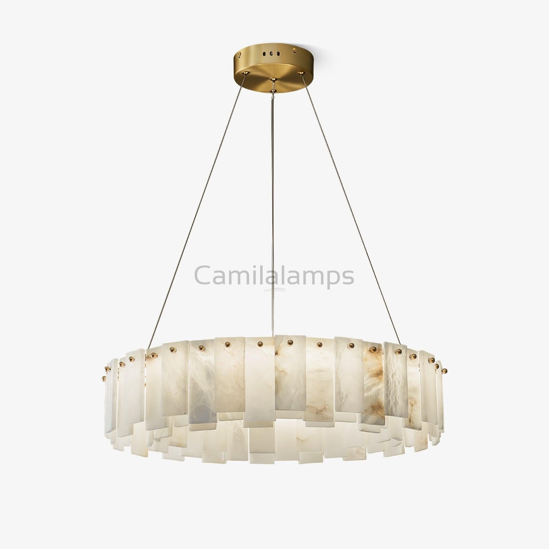 Celestial Alabaster Round/Square Chandelier - Camilalamps - Celes - 1724 - 1 lay - Brass - Three - 3