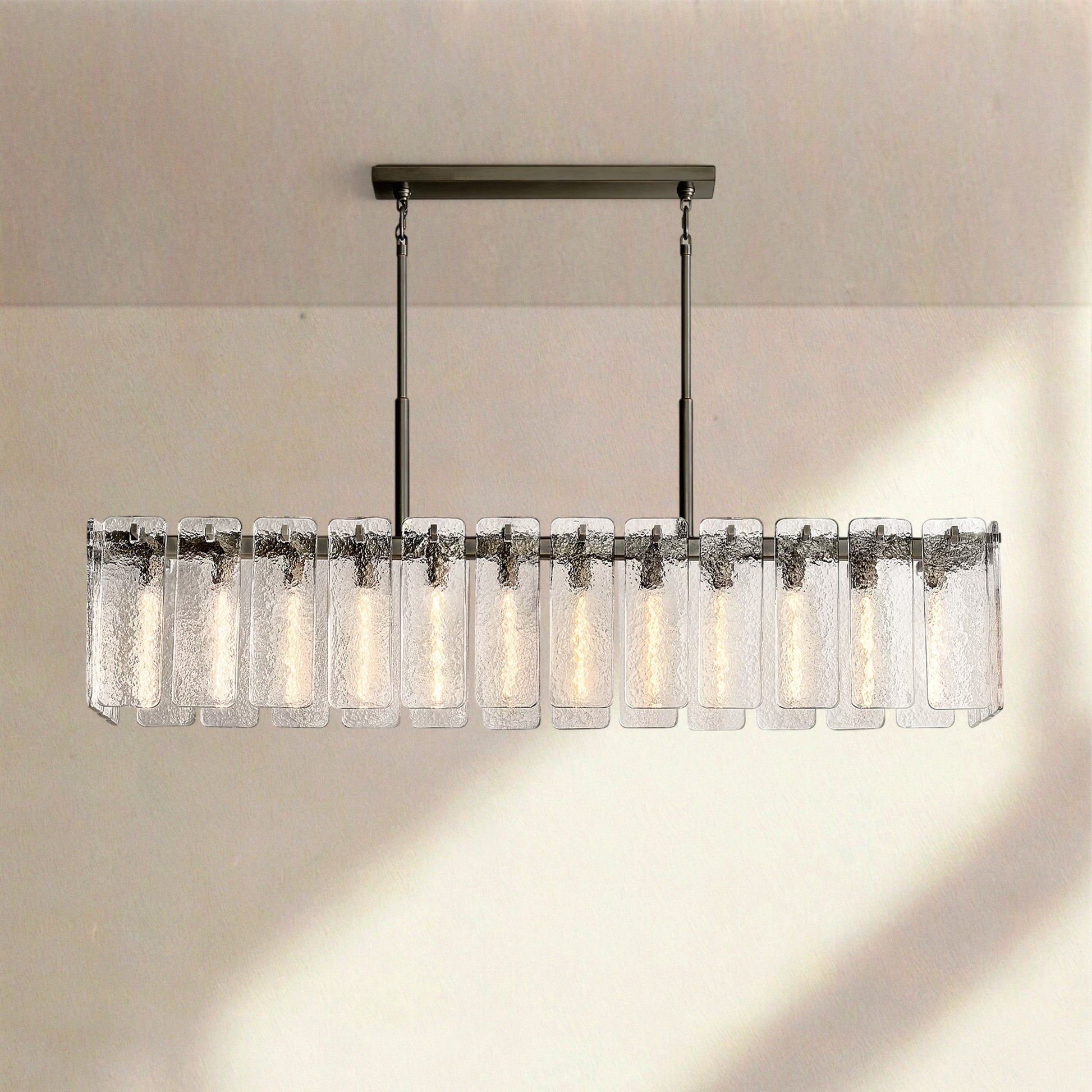 Calametta Glass Rectangular Chandelier 60" 72" - Camilalamps - CA-CALAM-GL-4