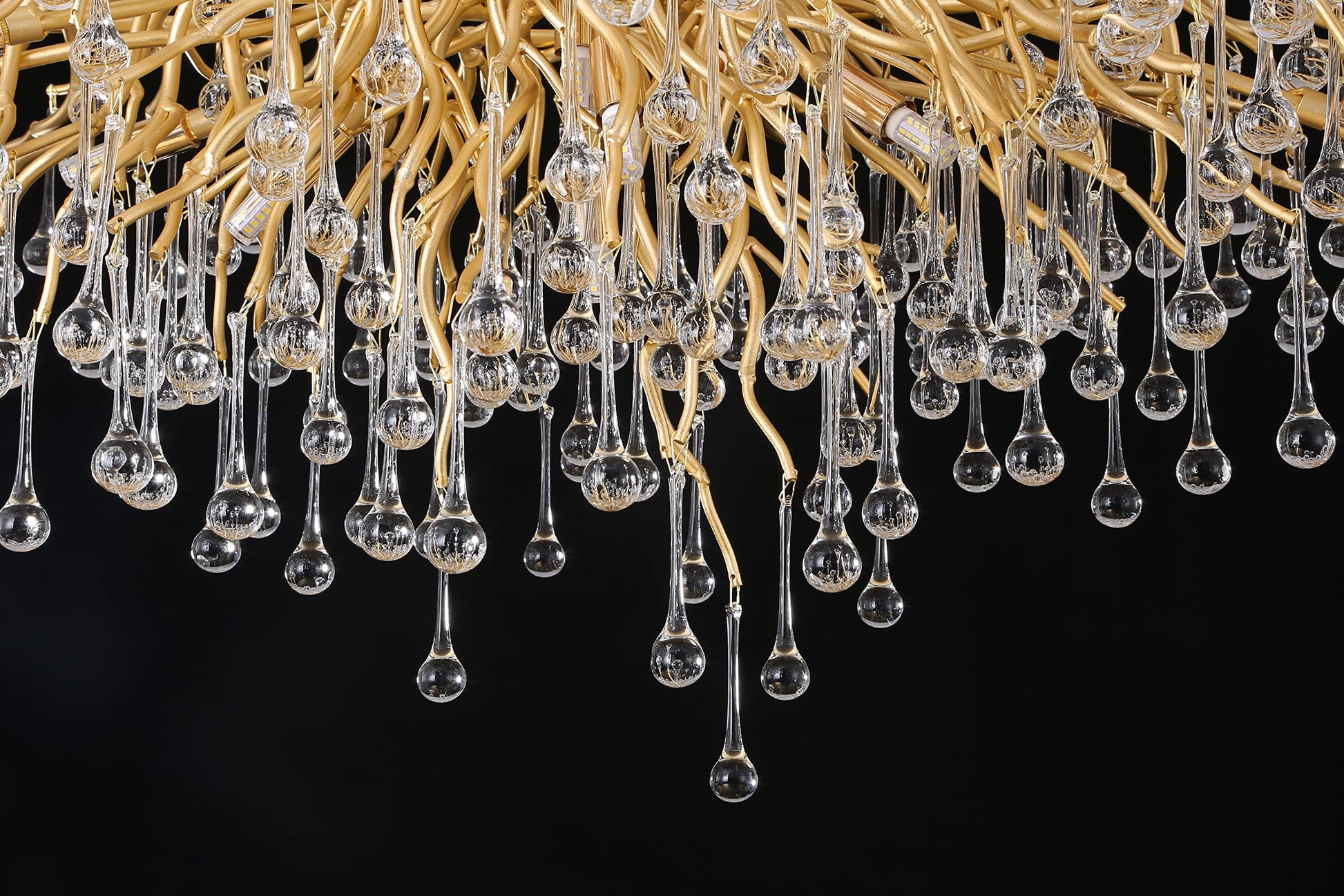 Crystal Chandeliers for Dining Room, 63" Modern Gold Tree Branch Chandelier, 15 - Lights Luxury Rectangular Raindrop Chandelier Light Fixture for Kitchen Island, Living Room, Foyer, High Ceiling - Camilalamps - B0BXNB4WRN