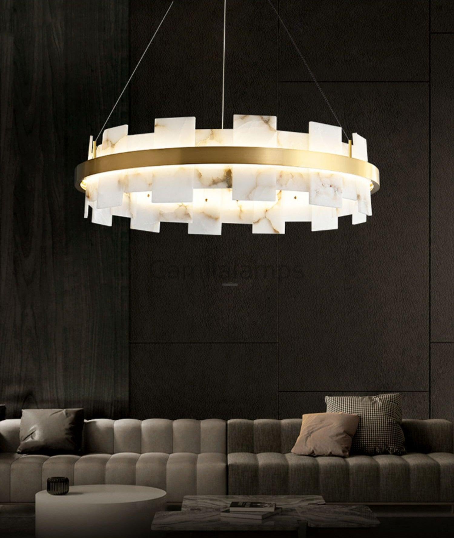 Alabaster Halo Chandelier 23.6''31.5'' - Camilalamps - Alaba - 1860 - Model - Brass - 3