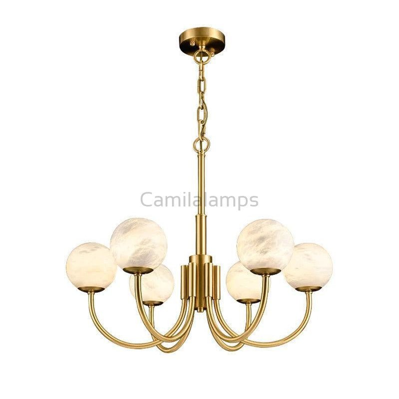 Alabaster Brass Chandelier 25.6" 31.5" - Camilalamps - Alabas - 0101