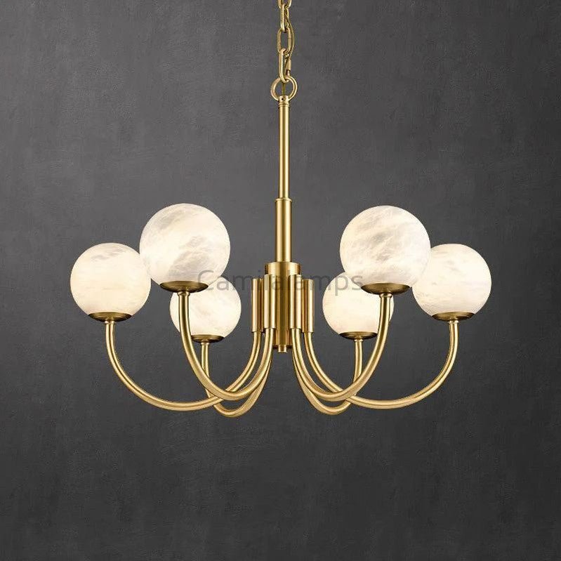 Alabaster Brass Chandelier 25.6" 31.5" - Camilalamps - Alabas - 0101