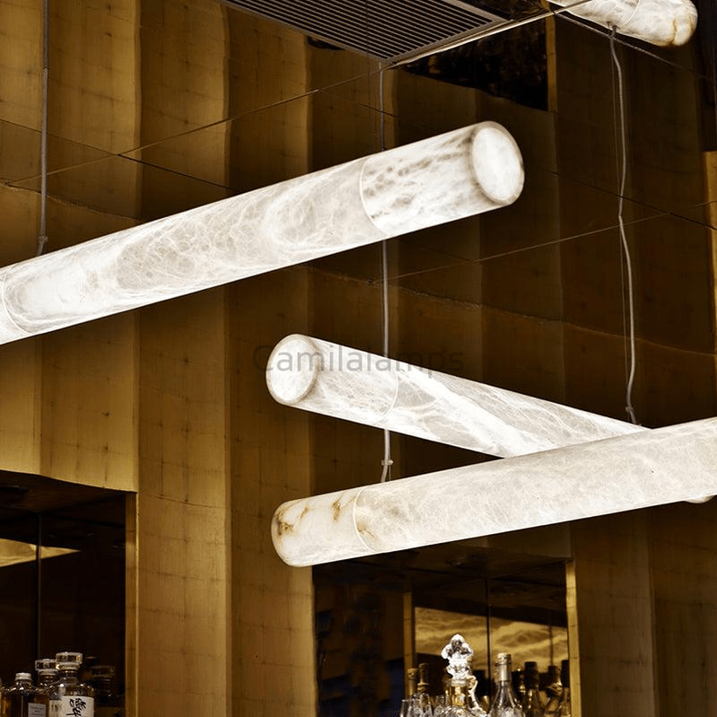 Alabaster Cylindrical Linear Pendant Light - Camilalamps - CA - 0053