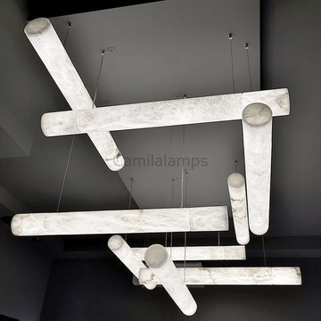 Alabaster Cylindrical Linear Pendant Light - Camilalamps - CA - 0053