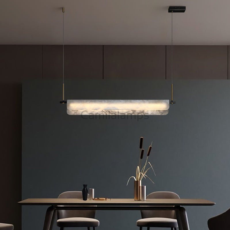 Quinlan Alabaster Linear Pendant Light Over Kitchen Island - Camilalamps - CAM - QU - 001