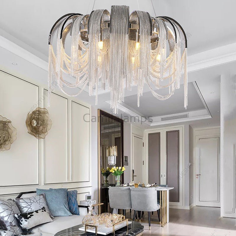 Sophian Aluminum Chain Tassel Round Chandelier - Camilalamps - CA - A - 046