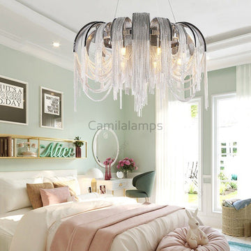 Sophian Aluminum Chain Tassel Round Chandelier - Camilalamps - CA - A - 044